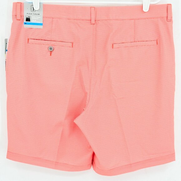 PGA Tour Men's Active Gripper Waistband UPF 50 Stretch Coral Shorts Size 36 NWT - Picture 2 of 11